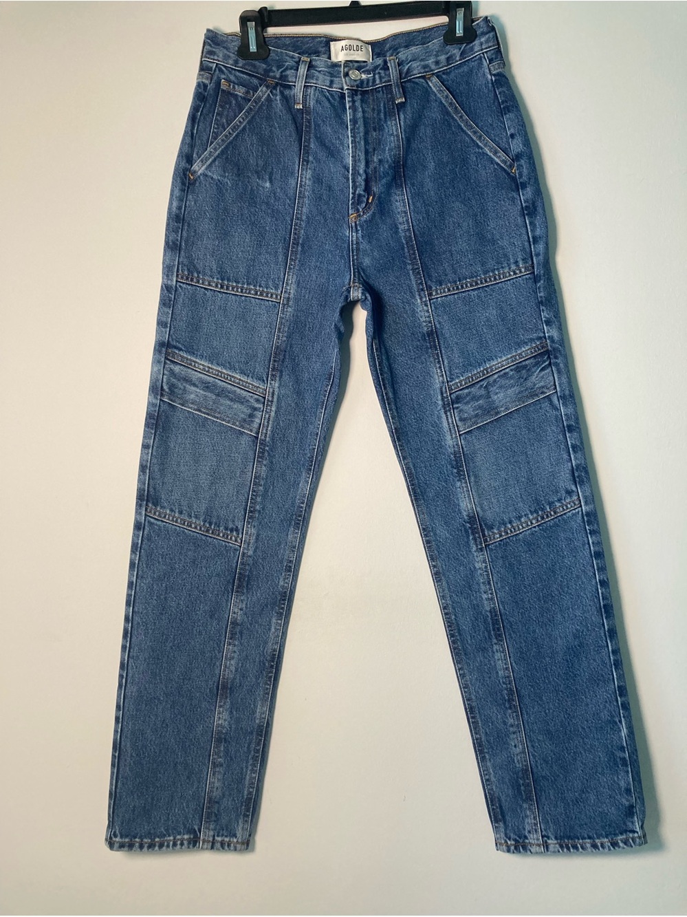 AGOLDE Cooper Cargo Jeans Women’s Size 26 Organic Cotton Blue Denim Distressed